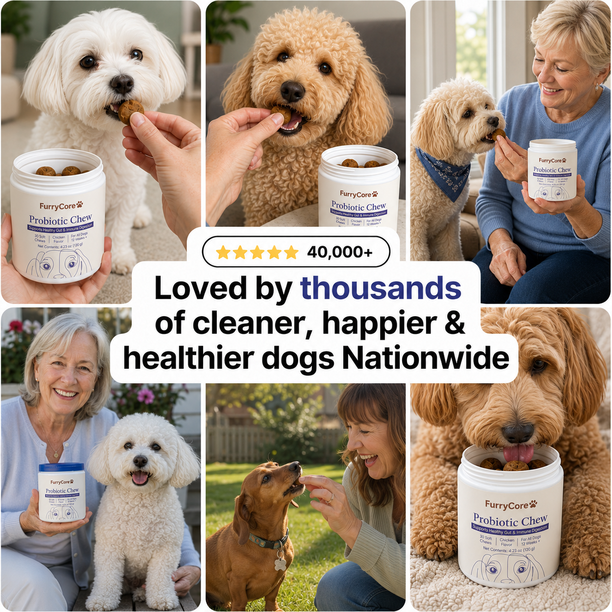 FurryCore Daily Probiotic Chews - Gut, Skin & Coat Support