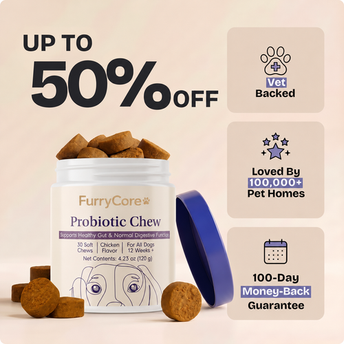FurryCore Daily Probiotic Chews - Gut, Skin & Coat Support